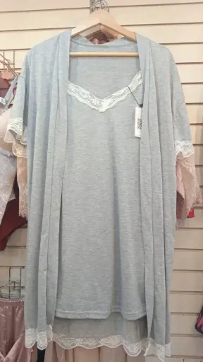  Bata y Vestido de Dormir Gris